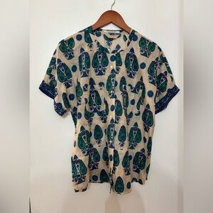 Scotch and Soda Women Linen/Cotton Button Down Short Sleeve Top Blouse Size 4
